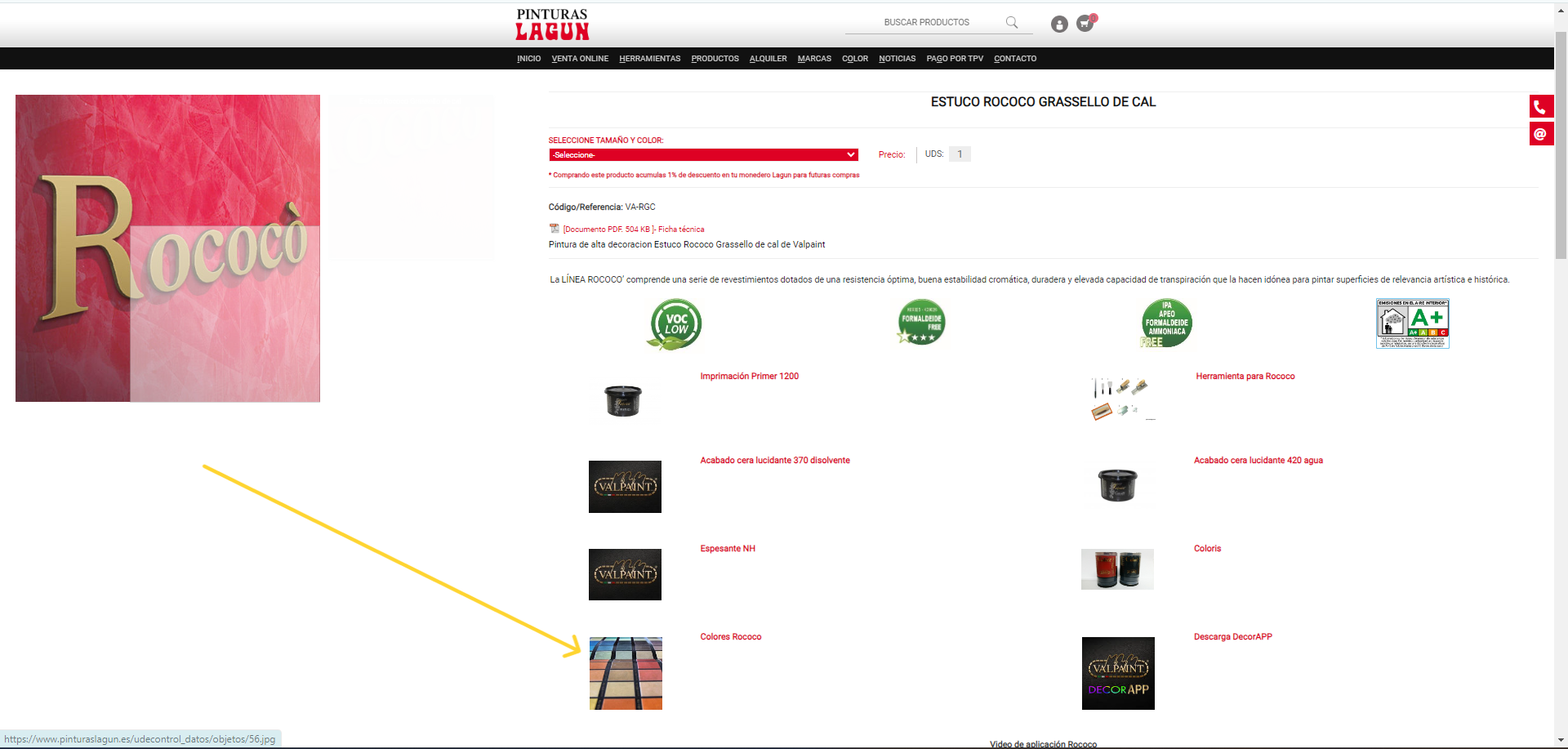 Enlace a colores Rococo Grassello de cal